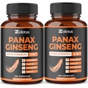 Zolotus Korean Red Panax Ginseng + Ginkgo Biloba, Ashwagandha, Beetroot, The verde - 120 capsule (Pack of 2)