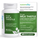 NatureCity TrueMilkThistle | Milk Thistle Supplement 525mg | Milk Thistle (80% silymarin) contenente 420mg di Silymarin | Antiossidante Support | Liver Support Supplemento | 60 capsule vegetali
