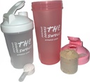 Shaker Bottiglia [2 pack] per Protein Shakes, pre-allenamento e post-allenamento. Uno 24 on/uno 14-ounce. Colori assortiti. (Pink/Clear)
