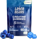 Creatina Monoidrato Gummies per le donne & uomini- 5g Creatina per porzione - Vegan, Blue Raspberry Flavor - Boost Muscle Strength, Endurance, Recovery & Mental Focus (90 Gummies)