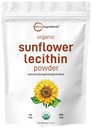 Micro Ingredienti Organic Sunflower Lecithin Powder, 1 Pound, Sustainable Farmed, Cold Pressed, Rich in Phosphatidyl Choline and Protein, Making Liposomal Vitamin C, Lactation Supplement, Non-OGM