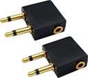 Convertitore di adattatore AUX Audio Jack maschio a 3,5 mm per l'utilizzo di cuffie su volo aereo Airline (2 pacchetto)