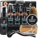 Kit per barba, Kit per ginocchiera w/Beard Wash/Shampoo, 2 confezioni Beard Oil,Beard Balm,Beard Wash,Brush,Comb,Scissor,Borsa da viaggio,E-Book,Beard Care&Trimming Kit