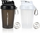 Bottiglie di Shaker 2 Pack per miscele di proteine, Bottiglia di Shaker di proteine 17 oz con manico, Tazze di Shaker Gym con sfera di miscelazione per pre allenamento, BPA-Free & Lavastoviglie Safe(nero, bianco)