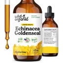 Wild & Organic Echinacea Goldenseal Tincture - Supporto Immune Gocce con Echinacea e Goldenseal Root Extract - Vegan, Sugar & Alcohol-Free Liquid Supplement - 4 fl oz