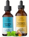 HERBAMAMAMA Kit di gocce liquide a base di erbe - Bundle di ortica 2 fl oz & curcumina curcuma tintura 4 fl oz - Vegan, Non OGM, Sugar & Alcohol-Free - 2 Pack