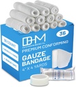 D&H Medical Pack di 36 Gauze Bandage Roll 4 pollici x 4.1 Yards with Tape - Medico Gauze Wrap per la cura dei tessuti - facile da usare rotoli di cotone per la fascia a mano caviglie e ginocchio