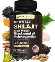Shilajit organico dell'Himalaya puro per uomini e donne Moss del mare, olio di semi neri, Ashwagandha, Rhodiola & Burdock, Ginseng Cordyceps & Biloba, ortica e curcuma (senza filler) (60 caps)