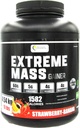 Extreme Mass Weight Gainer Muscle Builder, 10 lb (4.54 kg) con Meno Zucchero per Allenamento Intenso Realizzato in alta Calorie Proteine del siero Fortificata (Strawberry-Banana)