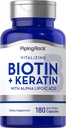 Piping Rock Biotin 5000mcg | 180 capsule | Plus Keratin and Alpha Lipoic Acid | Non OGM, Gluten Free Supplement