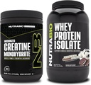 NutraBio Creatina monoidrato, non aromatizzato, 300g e isolato di proteine del siero, Ice Cream Cookie Dream, Supplement Bundle - Muscle Energy, Magra crescita del muscolo, recupero e resistenza