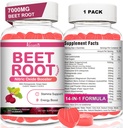 Gummies della barbabietola - Gommie dell'ossido nitrico per il supporto della circolazione, produzione di ossidi nitrico - con semi di uva, bacche di biancospino, ibiscus, organico, non OGM, 60 Gummies
