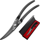 Forbici da cucina Heavy Duty, Forbici da cucina Premium in acciaio inox, cesoie da pollame da 8,8" Ultra tagliente per carne di pollo Bone, Maniglia antiscivolo, Placcato in titanio nero, Caricato a molla