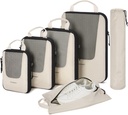 Cubi per l'imballaggio della compressione BAGSMART per il viaggio, 6 set/5 set/4 set, Set di borse per l'organizzatore della valigetta di compressione per le valigette essenziali di viaggio, organizzatori di imballaggio leggero