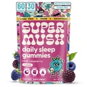 SuperMush Sleep Gummies per Adulti - Integratore di funghi con Citrato di magnesio, L-teanina, Chaga, Reishi & camomilla per sonno profondo, REM & Detox - Vegan & Sugar-Free - 60 Gummies (30 Serve)