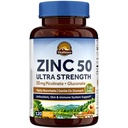 Vitalitown Chelated Zinc 50 mg, Zinc Picolinate & Gluconate, 120 Veggie Capsule, Ben assorbito, Sistema immunitario, Sane Skin & Development, Vegan, Non OGM