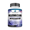 Melatonina 25mg Per One Tablet, 120 Chewable Tablet con L-teanina & Vitamina B-6, Supporta il ciclo di sonno sano , Promuove il sonno calmo e riposante, Vegan, NON OGM, Made in USA