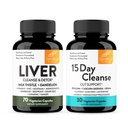Sandhu's Liver Renew Cleanse Detox Support & 15 giorni Gut Cleanse Support Integratore alimentare per donne & uomini