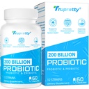 200 miliardi di Cfus 12 Strains Probiotici, con 3 Prebiotici Organici, Probiotici per Uomini Donne, Supplemento giornaliero per Immune, Gut, Salute Digestiva, Stabile di Mensola, Non OGM, 60 Caps (Fornitura da 60 Giorni)