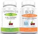Mauricettes Chewable Vitamin D3 con K2 & Chewable Vitamin B12 1000 mcg Energy and Immune Support Bundle