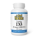 Fattori naturali, Vitamina D3 1000 IU (25 mcg), Supporta ossa forti, muscoli e funzione immunitaria, 180 compresse