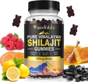 Gummie Shilajit, Gummie Shilajit dell'Himalaya puro con 100% Shilajit, Gummie organiche Shilajit Ricco di acido Fulvic 85+ Minerali Trace Adatto per uomini e donne, Non OGM - 60 Gummy