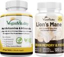 Vegan Vitality Lion's Mane x General Health Combo Bundle - 6 mesi Lion's Mane and Multivitamins