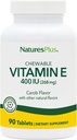 NaturesPlus Vitamin E Chewable - 400 iu, 90 compresse vegetariane - Natural Carob Flavor - Funzione cardiovascolare sana, Difesa free-radica &amp; benessere generale - Gluten-Free - 90 Serve