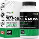 Miscela antiossidante a tripla azione con BioPerine – Organic Irish Sea Moss 500MG, Bladderwrack 500MG & Burdock Root 400MG per 2 capsule – Made in Canada - 60 capsule