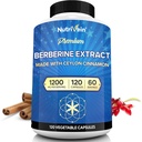 Nutrivein Premium Berberina HCL 1200 mg con Ceylon Cinnamon - 120 capsule: Integratore berbero ad alto assorbimento per difese, digestione e metabolismo