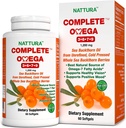 Nattura Complete Omega 3-6-7-9, Pure Sea Buckthorn Oil, Qualità Europea, da Unrefined, Pressato a freddo Intero Sea Buckthorn Wild Berries - Non OGM, Certificato Kosher, Gluten-Free 1 Bottiglia - 60 Capsule