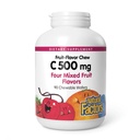 Fattori naturali, Vitamina C 500 mg per bambini masticabile, Supporta la salute immunitaria, le ossa, i denti e le gengive, la frutta mista, 90 Wafers