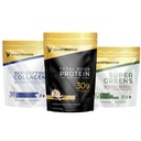 Polvere di proteina di Vanilla di trasformazione | 30G Superblend Multi-Proteina + Grass-Fed Peptides di collagene idrolizzato Peptides polvere- Capelli, Pelle, Unghie + Organic Super Greens Superfood Powder- Immune & Energy Support