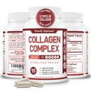 Capsule Peptidi Multi Collagen Premium puramente ottimali (Tipes I, II, III, V, X) - Capelli, Pelle e Unghie, Integratore Sanitario Congiunto Digestivo e Congiunto, Pillole Collagene idrolizzate (90 capsule)