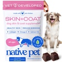 Cuscinetti per animali domestici omessi per cani - Integratore per pelli e cappotti per pelli sane e scintillanti, Ridurre i lettini e i letti asciutti - Realizzati con olio di pesce Omega 3 e olio di salmone selvatico - 120 Chews