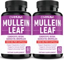 (2 Pacchetti) Mullein Leaf Capsule 6850mg - Mullein Leaf, Cordyceps, Reishi - 4 Mesi di alimentazione