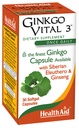 HealthAid Ginkgo Vital 3 – Una volta-Daily Softgel con Ginkgo Biloba, Siberian Eleuthero & Korean Ginseng | Supports Clarity & Circulation Mental | 30 Softgels