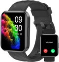 RUIMEN Smart Watches for Men Women (Answer/Make Calls) Compatibile con iPhone/Android Phones, 1,85" HD Screen Fitness Tracker frequenza cardiaca Monitor 100+ Sport Tracker Orologio impermeabile (nero)