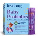 Probiotici LOVEBUG per i bambini - Probiotici per bambini biologici 6-12 Mesi per il supporto immunitario del bambino, gas, carbone, diarrea e costipazione infantile Rilievo senza zucchero, polvere senza gusto, 30 Pack