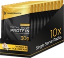 Trasformazione Proteine Super Blend | Bianco Uovo, Peptidi di collagene e Proteina vegetale | 15 miliardi di CFU Probiotici | Enzimi digestivi | Olio MCT | Shake basso Carb per uomini e donne | Vanilla, 10 Pack