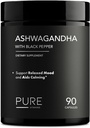 Organic Ashwagandha 1300mg con pepe nero – Natural Stress Relief & Energy Support – 90 Vegan Capsule – Mood & Adrenal Support Supplement – Non-OGM, Made in USA
