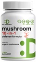 Organic 10-in-1 Mushroom Supplement, 240 Capsule – Lions Mane, Tail Turchia, Reishi, Cordyceps & More Mushroom Complex – Immune, Energy & Nootropic Brain Support – Non-GMO