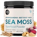 Atlantic Naturals Sea Moss Superfood Powder con Ashwagandha, radice di barbabietola e radice di Maca - polvere di Moss del mare Supporta la pelle sana, le prestazioni atletiche e l'umore positivo - Vanilla Flavor (150g)