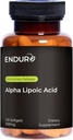 Acido lipoico alfa Endur, difesa antiossidante & supporto energetico cellulare, rilascio immediato, vegano, senza glutine, 300mg (150 Softgels)