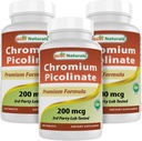 Migliori naturali cromo picolinato 200 mcg 240 compresse (240 conteggio (pacchetto di 3))