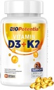Vitamina D3 K2 con Integratore di Olio MCT, Vitamina D3 5000 IU & K2 100MCG (MK7), Supporta Immune, Bone & Teeth Health - Gluten Free Non-GMO - 30 Softgels