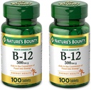 Vitamina di Bounty della natura B12, Supporta il metabolismo energetico e la salute del sistema nervoso, 500mcg, Compresse, 100 Ct (pacchetto di 2)