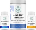 Bundle di vitalità della salute degli uomini: Complesso di sostegno del cervello, Elementi essenziali giornalieri degli uomini 7 e vitamina D3 + K2