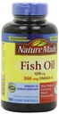 Natura fatta Fish Oil 1200mg, 360mg Omega-3 100 Liquid Softgels (3 Pack)