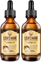 Integratore live di Lions Mane, Gocce di Estratto di Fungo Liquido, Complesso di 8 funghi per Sistema Immune, Memoria, Focus Boost, Integratore di funghi con Lion's Mane, Cordyceps, Reishi, Vegan, 2 Pack
